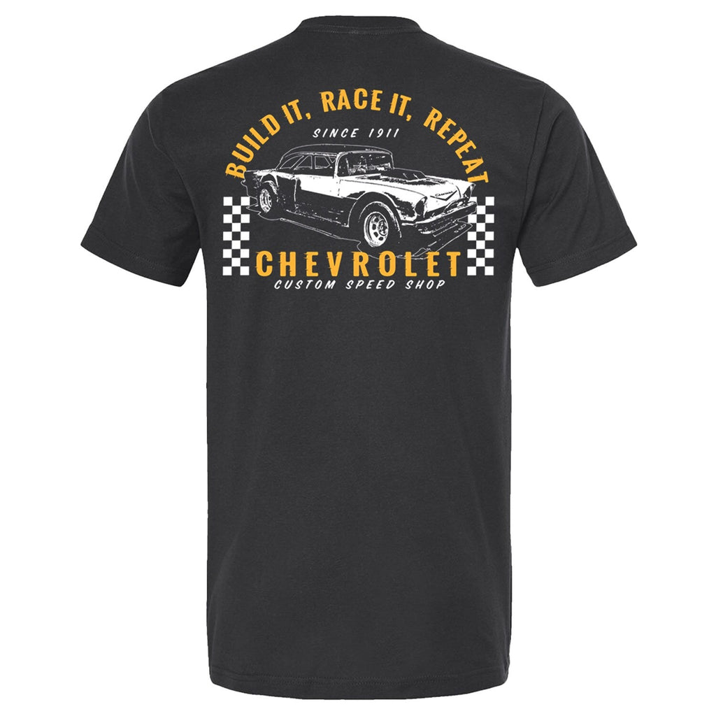 Men's Chevrolet Next Level Black Build it, Race it, Repeat T-Shirt