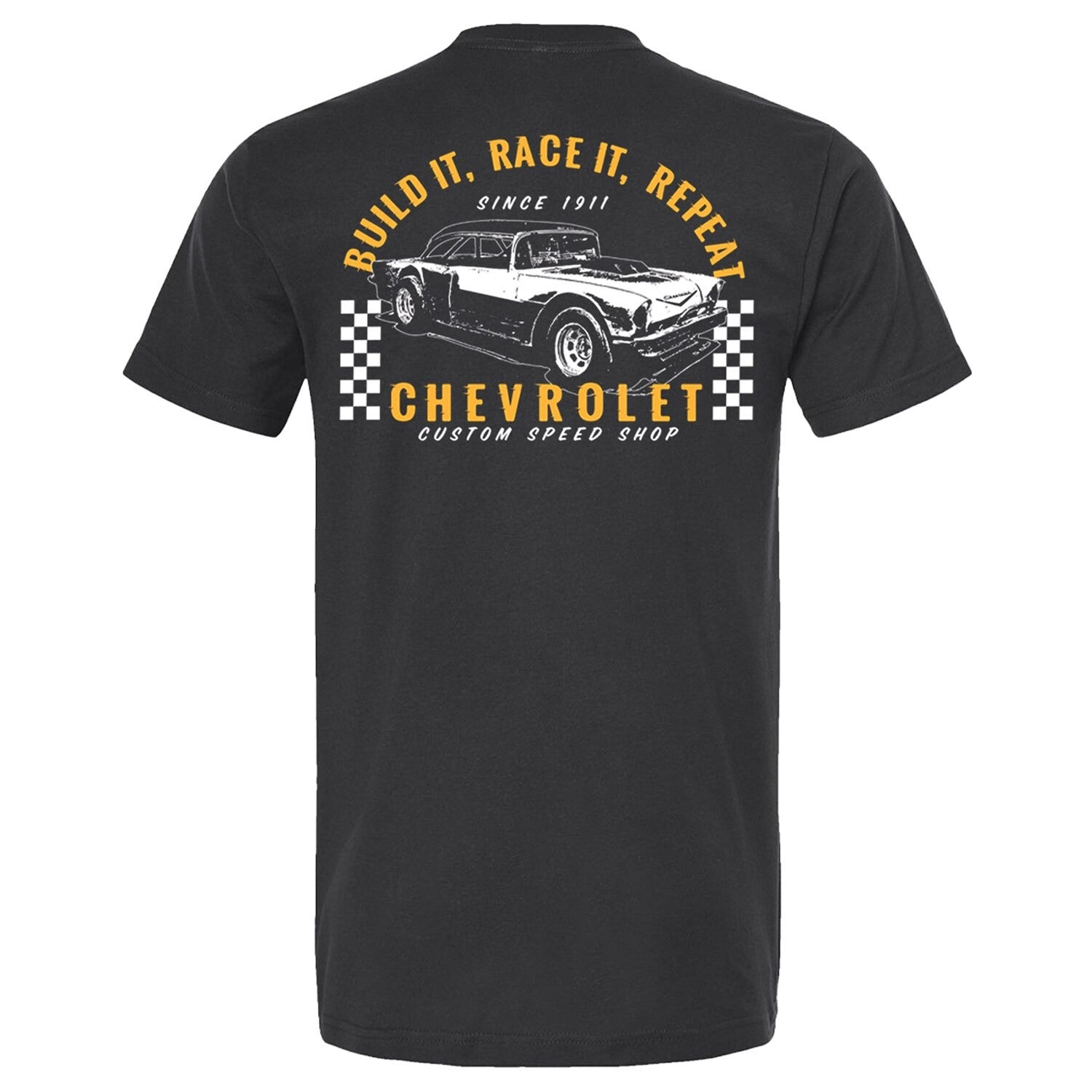 Men's Chevrolet Next Level Black Build it, Race it, Repeat T-Shirt
