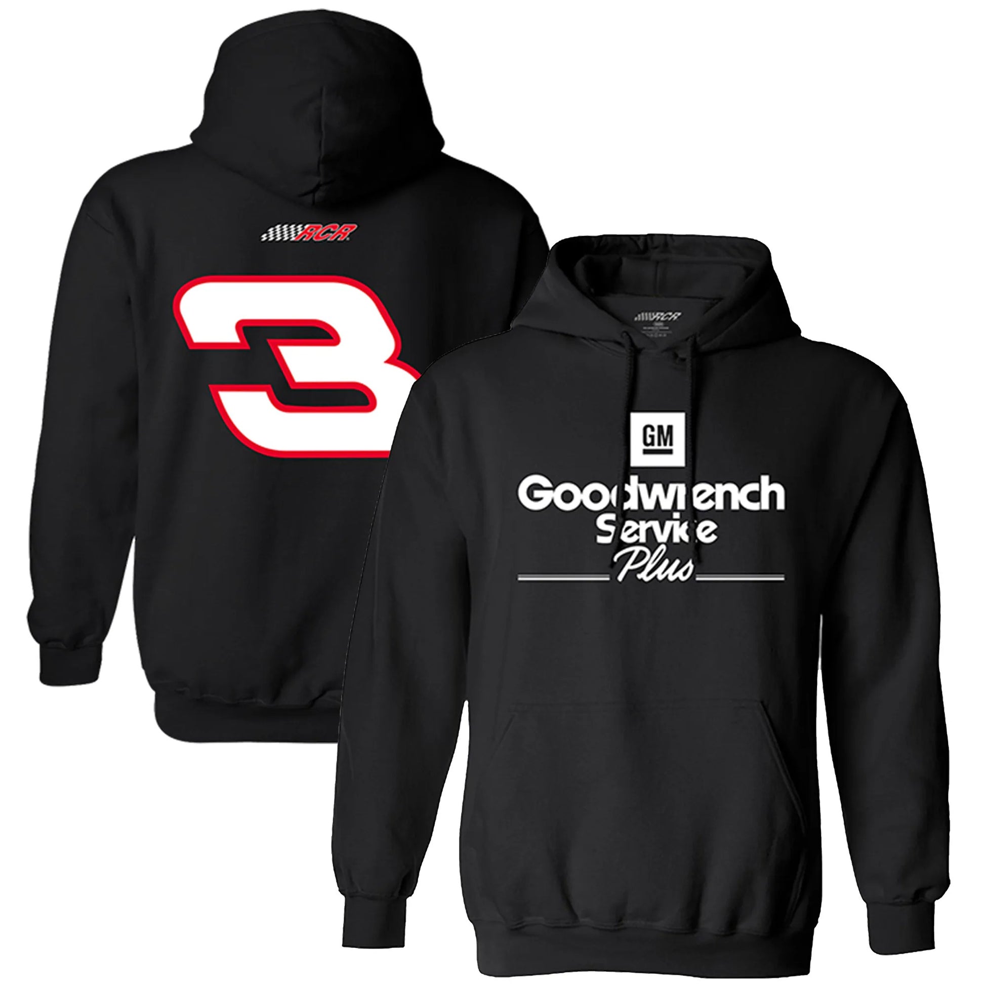 Men's Dale Earnhardt Richard Childress Racing Team Collection Black Goodwrench Service Plus Car Pullover Hoodie