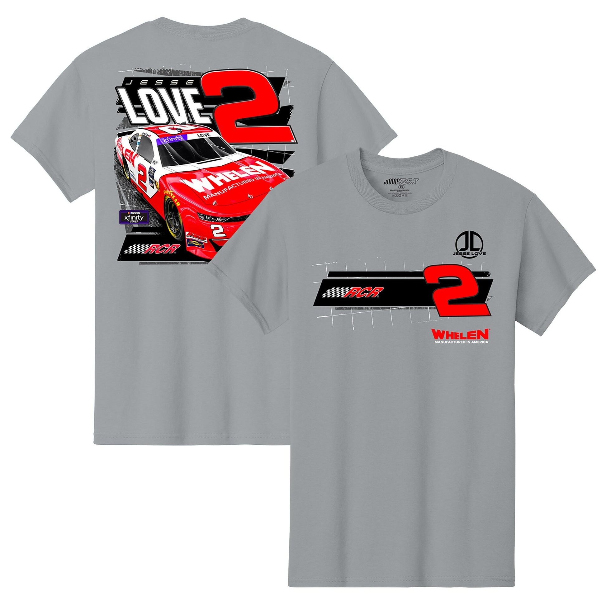 Men's Jesse Love Jr. Richard Childress Racing Team Collection Gray Whelen Car T-Shirt