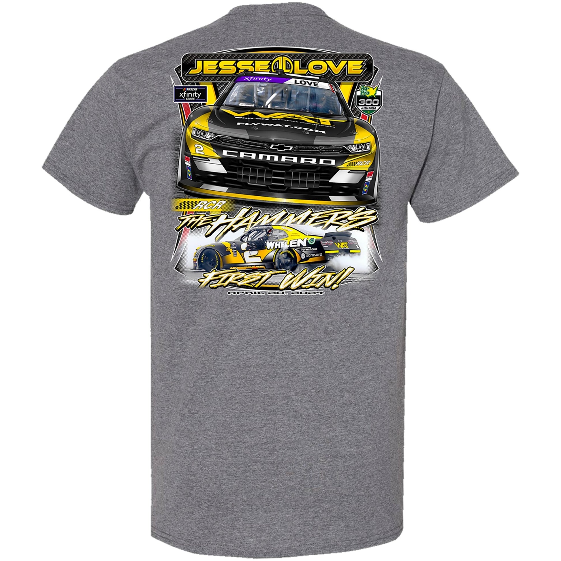 Men's Jesse Love Jr. Richard Childress Racing Team Collection Heather Charcoal Whelen Xfinity Series Win T-Shirt