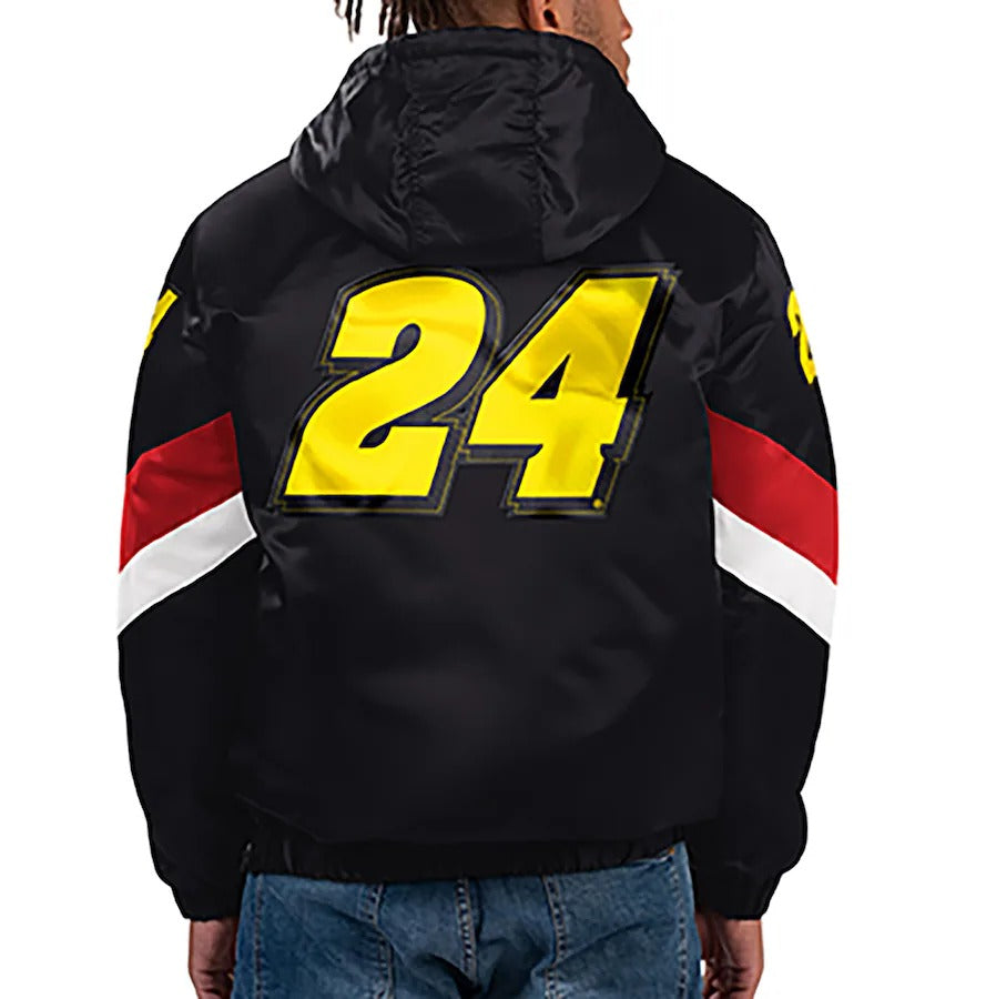 Men's Jeff Gordon Starter Black Home Team Satin Half-Zip Hoodie Jacket