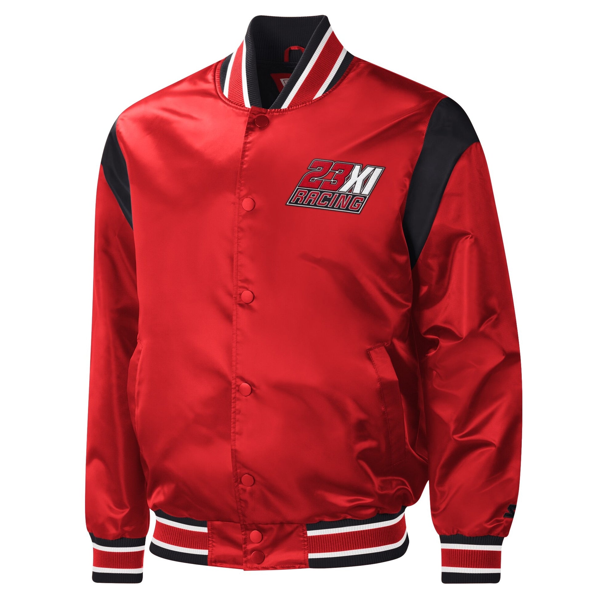 Men's 23XI Racing Starter Red Force Play Full-Snap Varsity Jacket