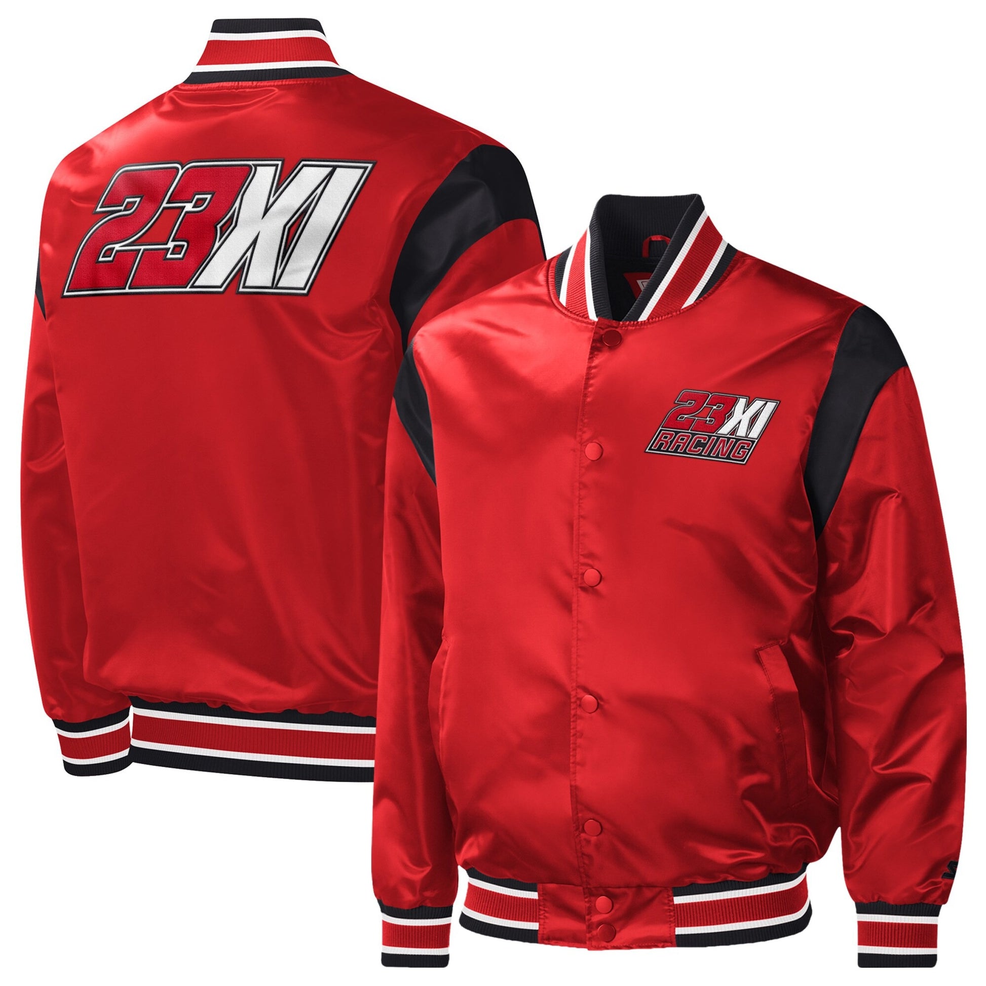 Men's 23XI Racing Starter Red Force Play Full-Snap Varsity Jacket