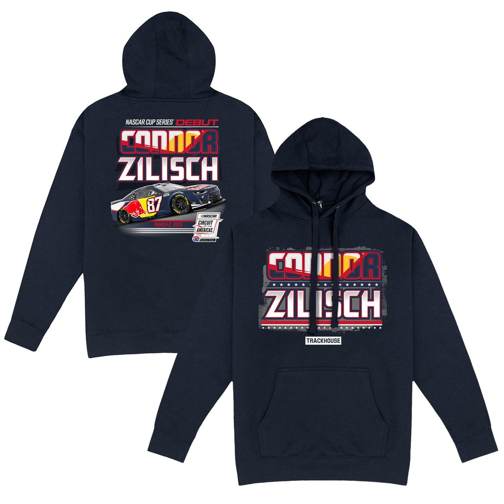 Men's Connor Zilisch Trackhouse Racing Team Collection Black Red Bull Car Pullover Hoodie