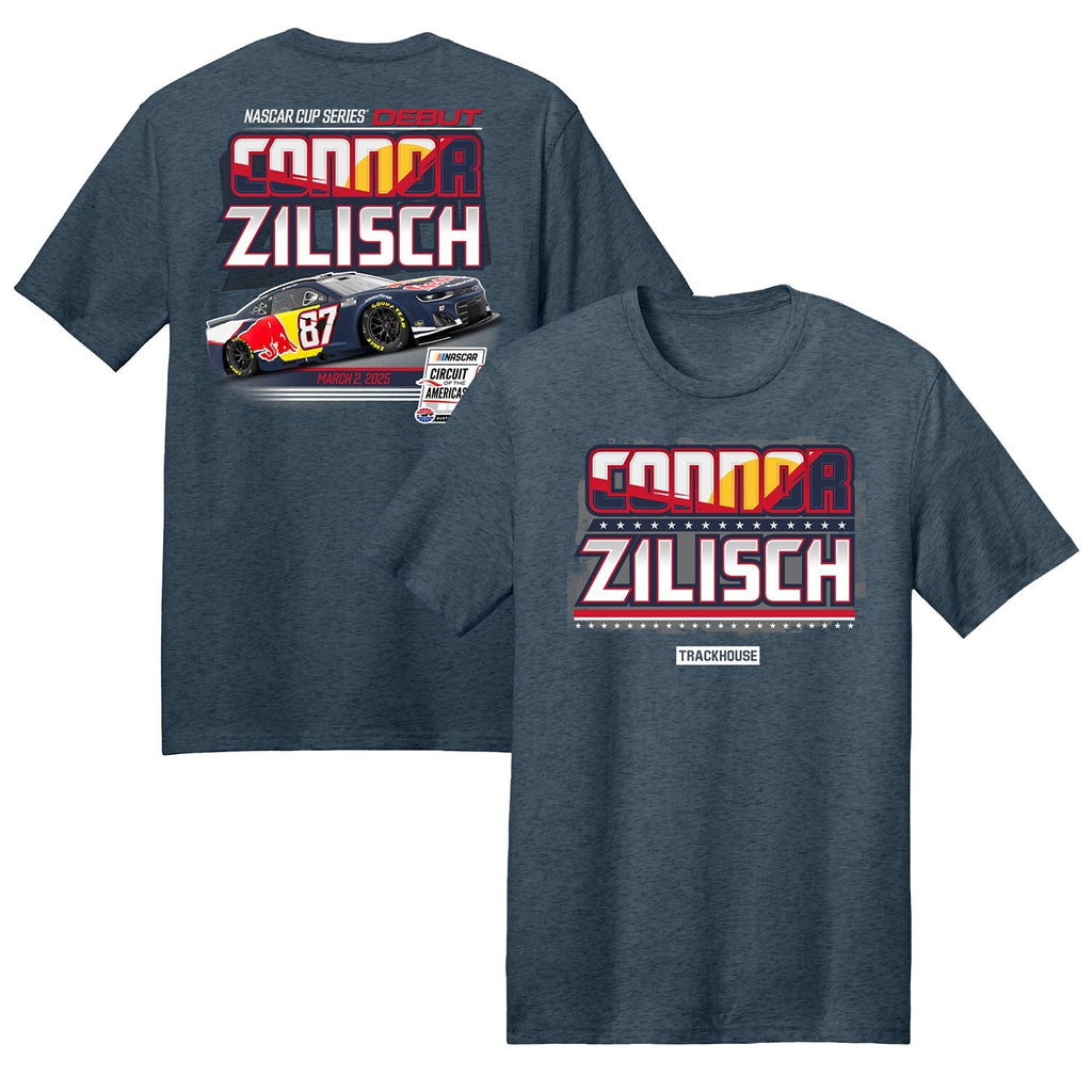 Men's Connor Zilisch Trackhouse Racing Team Collection Heather Navy Red Bull Car T-Shirt