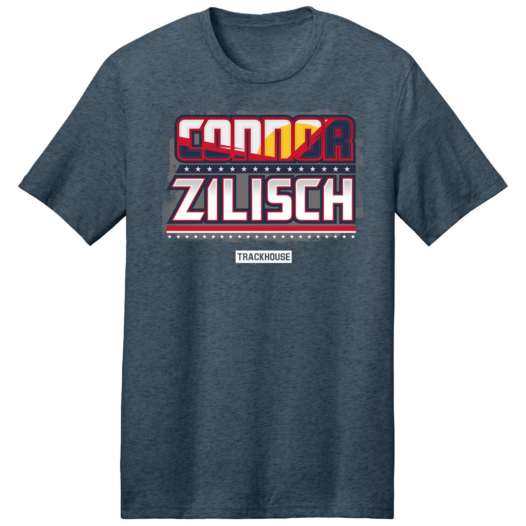Men's Connor Zilisch Trackhouse Racing Team Collection Heather Navy Red Bull Car T-Shirt