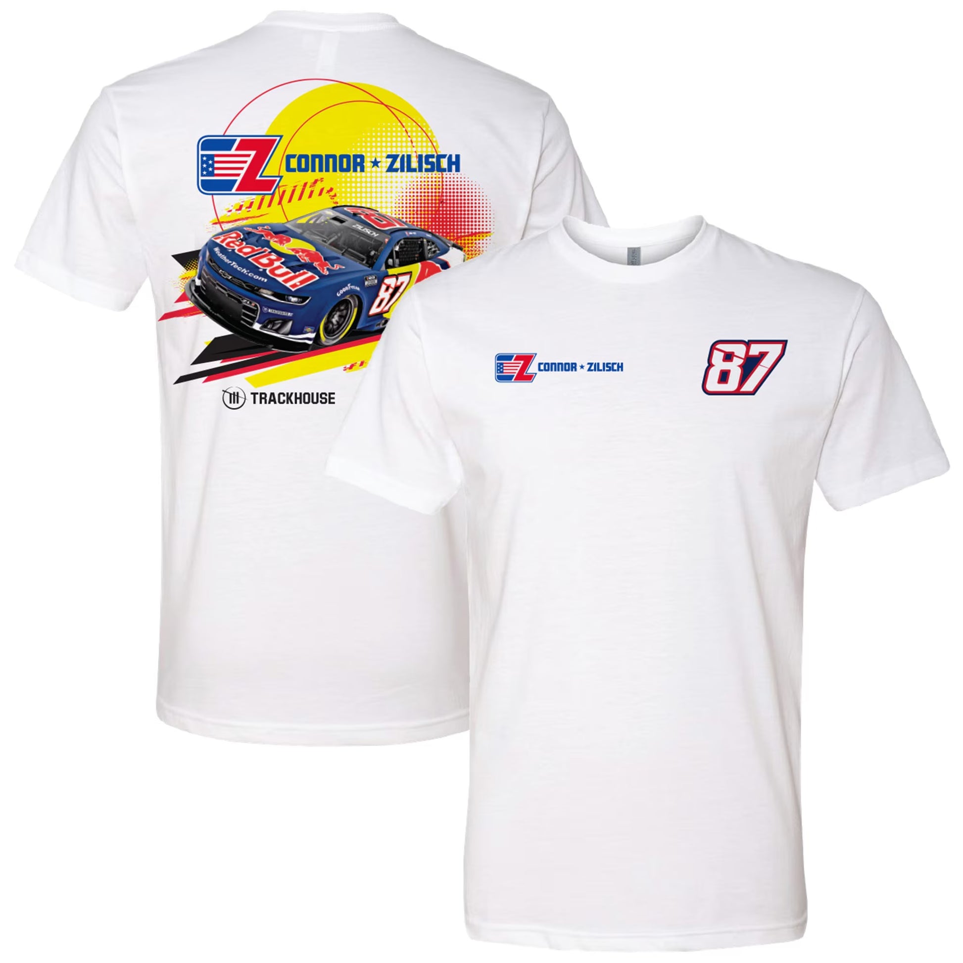Men's Connor Zilisch Trackhouse Racing Team Collection White Red Bull Car T-Shirt