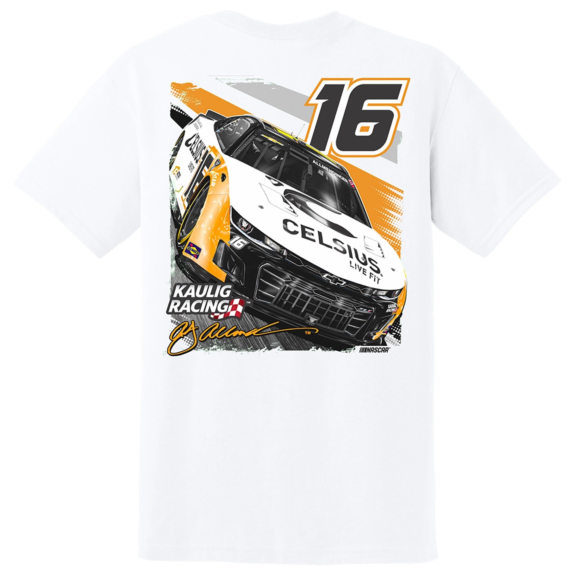 Men's AJ Allmendinger White Celsius Car T-Shirt