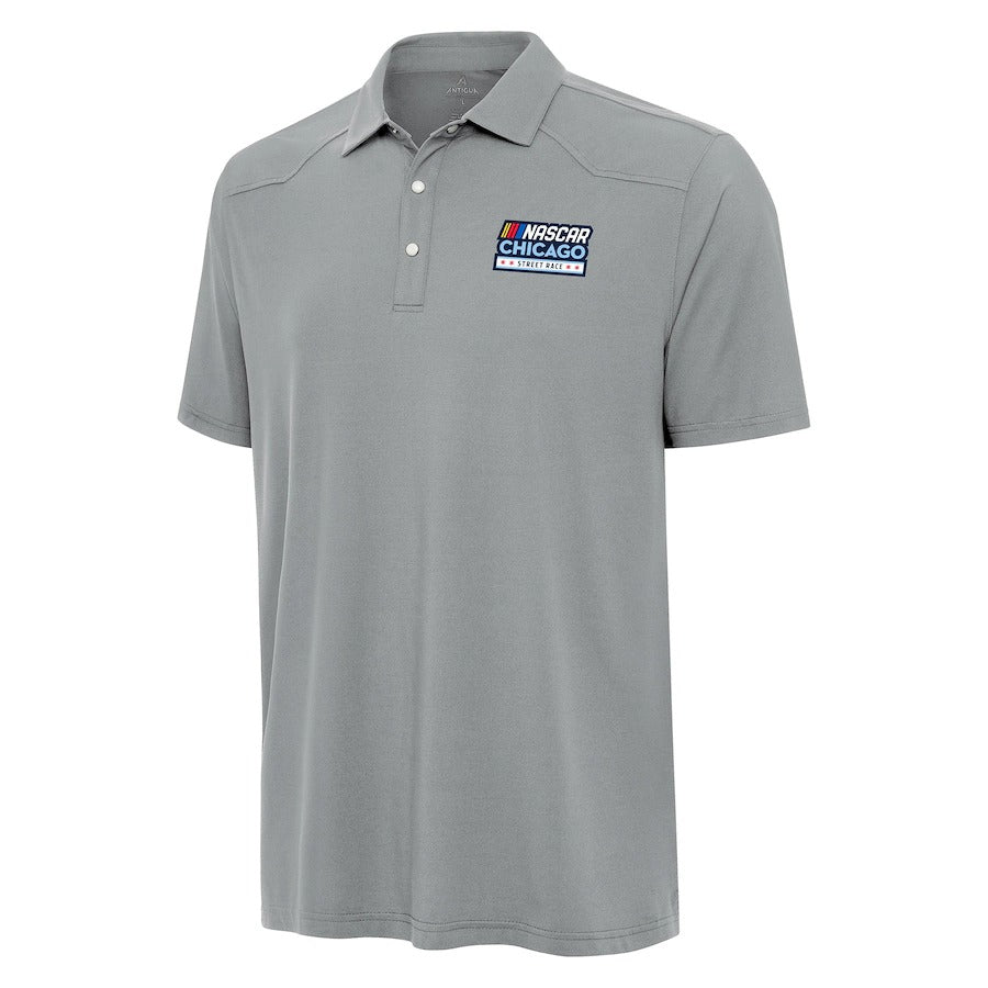 Men's NASCAR Chicago Street Race Antigua Gray Western Polo