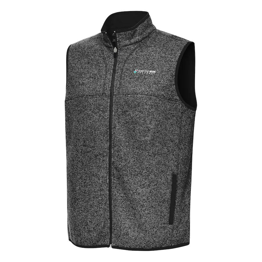 Men's Homestead-Miami Speedway Antigua Heather Black Fortune Full-Zip Vest