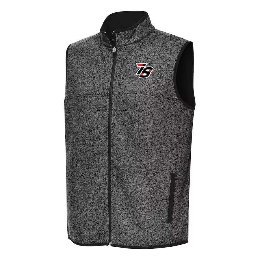 Men's Iowa Speedway Antigua Heather Black Fortune Full-Zip Vest