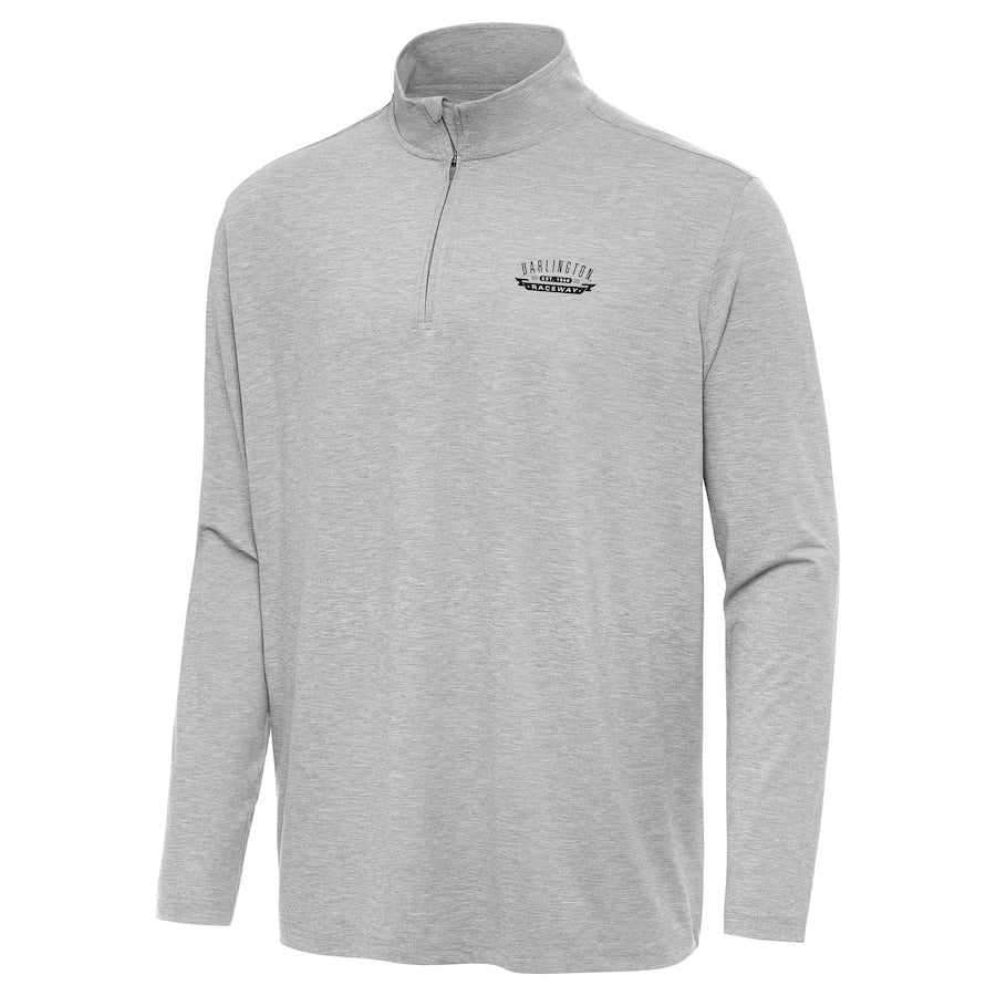 Men's Darlington Raceway Antigua Heather Gray Hunk Quarter-Zip Pullover Top
