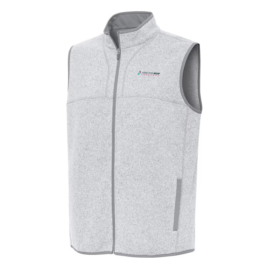 Men's Homestead-Miami Speedway Antigua Heather Black Fortune Full-Zip Vest