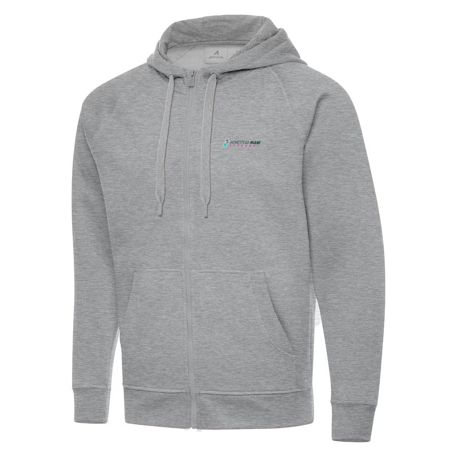 Men's Homestead-Miami Speedway Antigua Heather Gray Full-Zip Hoodie