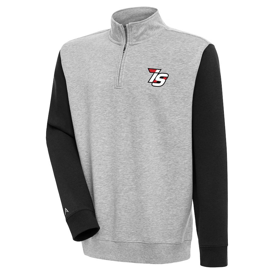 Men's Iowa Speedway Antigua Heather Gray Victory Quarter-Zip Mock Sweatshirt