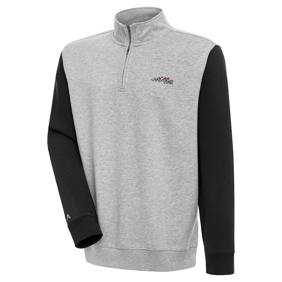 Men's Joe Gibbs Racing Antigua Heather Gray Victory Quarter-Zip Mock Sweatshirt