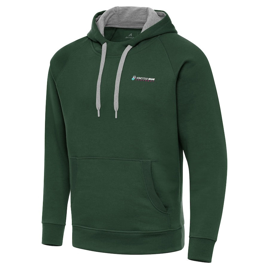 Men's Homestead-Miami Speedway Antigua Hunter Green Victory Pullover Hoodie