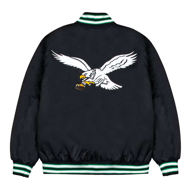Philadelphia Eagles Green and White Rib Bomber Black Jacket
