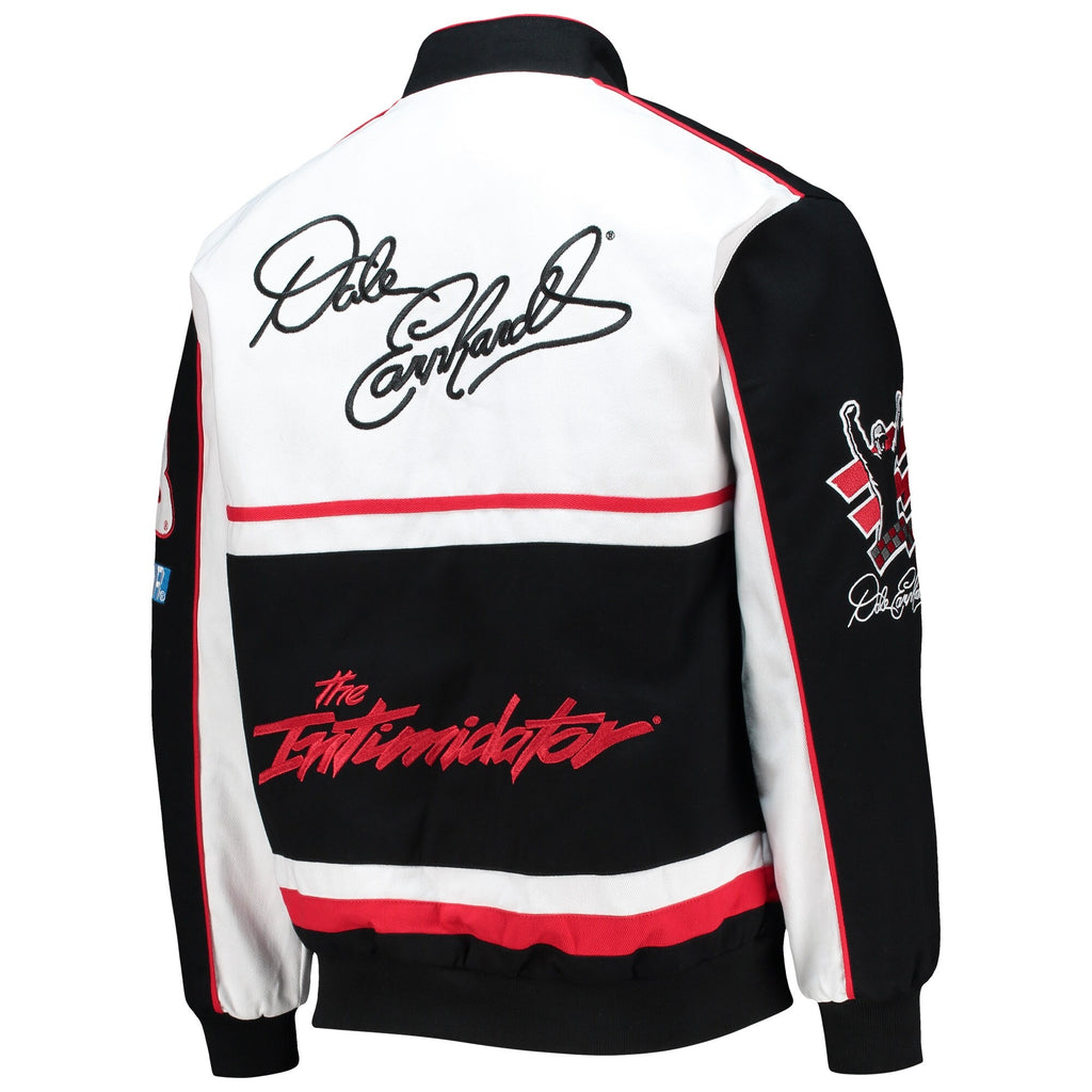 Men's Dale Earnhardt JH Design Black/White Twill Uniform Full-Snap Jacket
