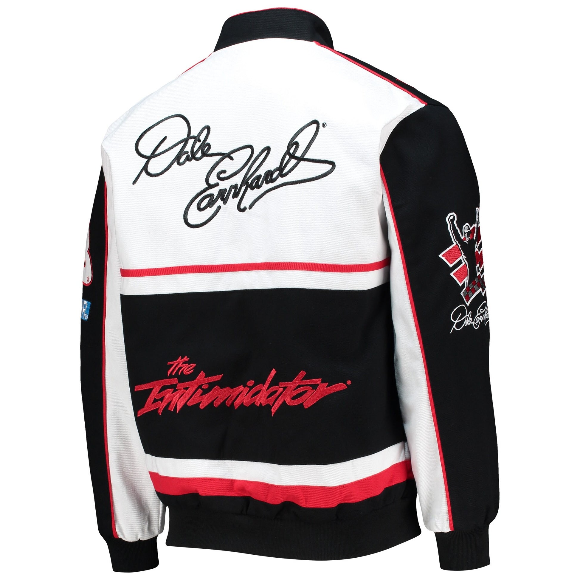 Men's Dale Earnhardt JH Design Black/White Twill Uniform Full-Snap Jacket