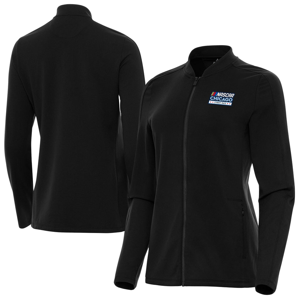 Women's Athletoutfit Chicago Street Race Antigua Black Continual Full-Zip Jacket