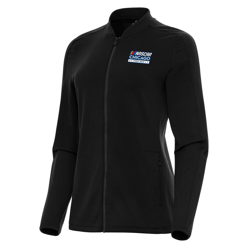 Women's Athletoutfit Chicago Street Race Antigua Black Continual Full-Zip Jacket