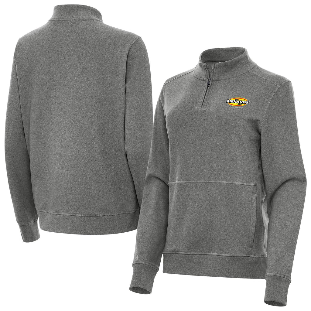 Women's ARCA Menards Series Antigua Heather Black Crush Quarter-Zip Pullover