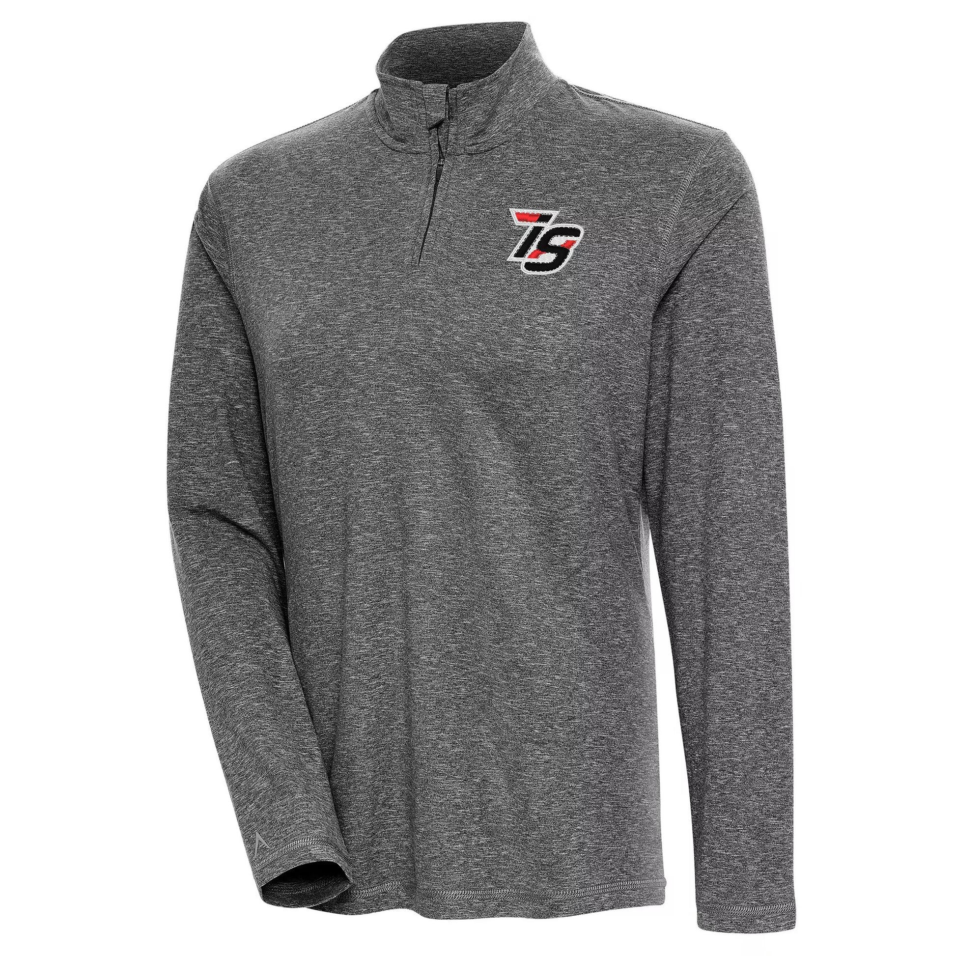 Women's Iowa Speedway Antigua Heather Black Confront Quarter-Zip Pullover Top