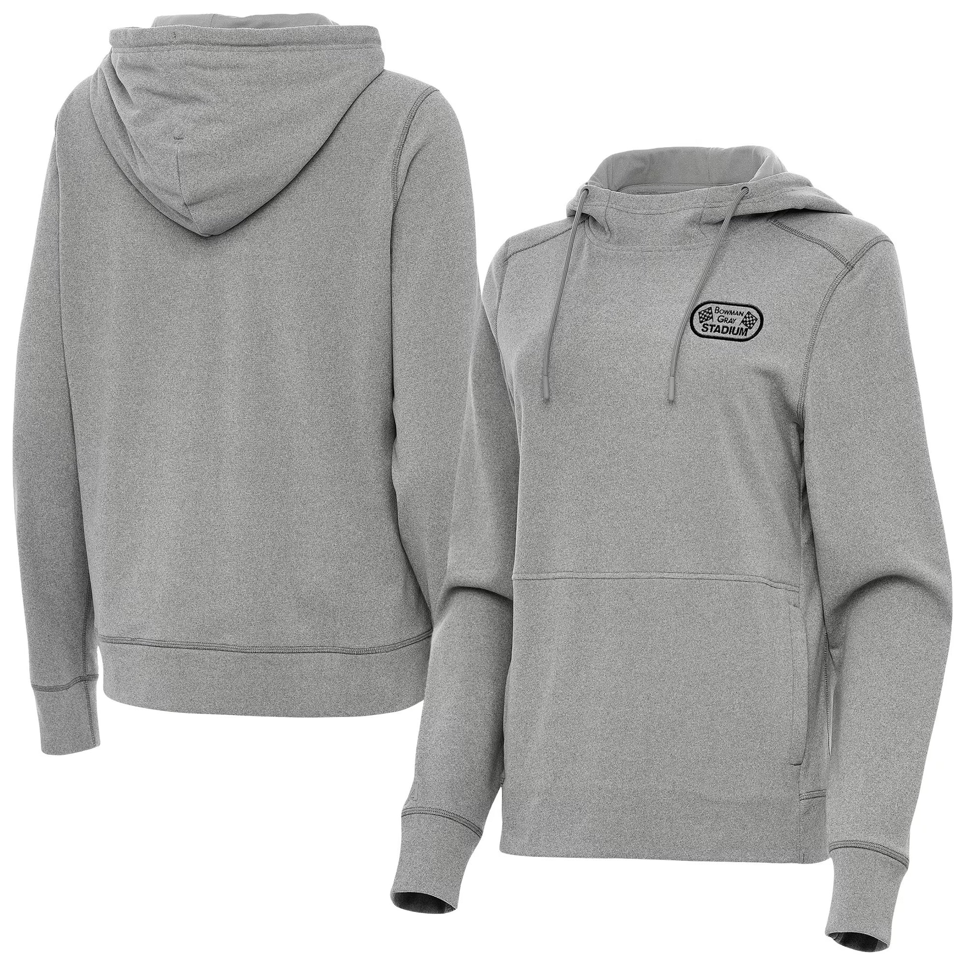 Women's Bowman Gray Stadium Antigua Heather Gray Justice Pullover Hoodie