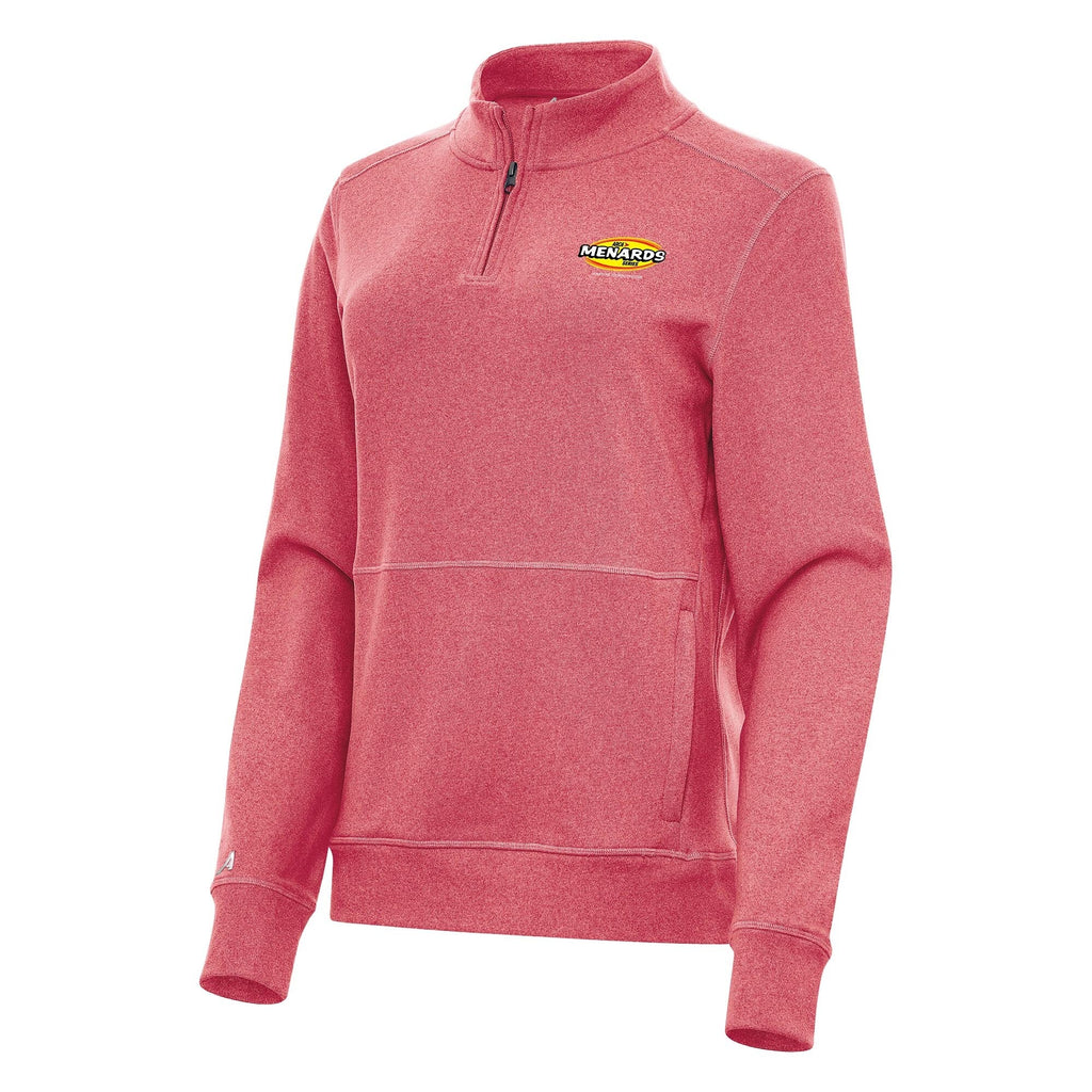 Women's ARCA Menards Series Antigua Heather Red Crush Quarter-Zip Pullover