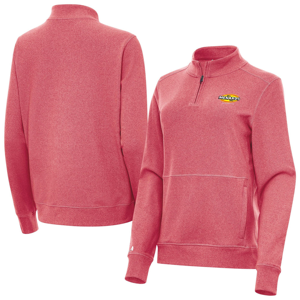 Women's ARCA Menards Series Antigua Heather Red Crush Quarter-Zip Pullover