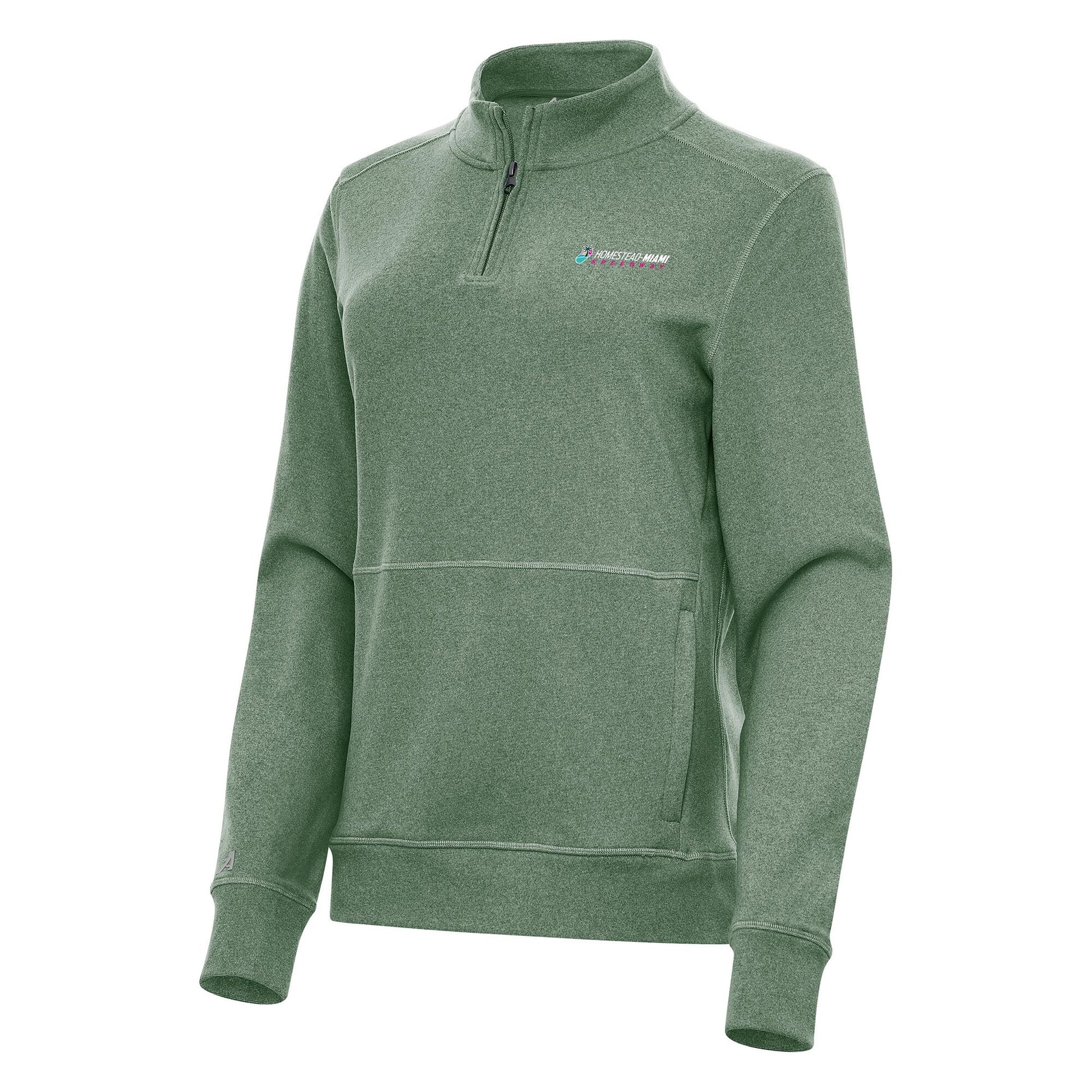 Women's Homestead-Miami Speedway Antigua Hunter Green Crush Quarter-Zip Jacket