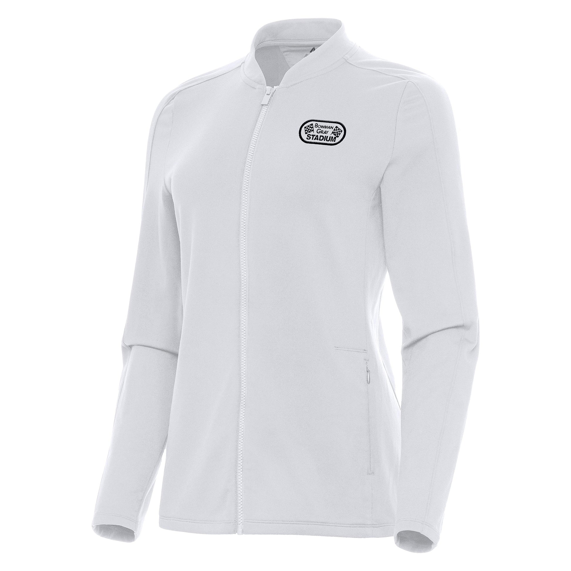 Women's Bowman Gray Stadium Antigua White Continual Full-Zip Jacket
