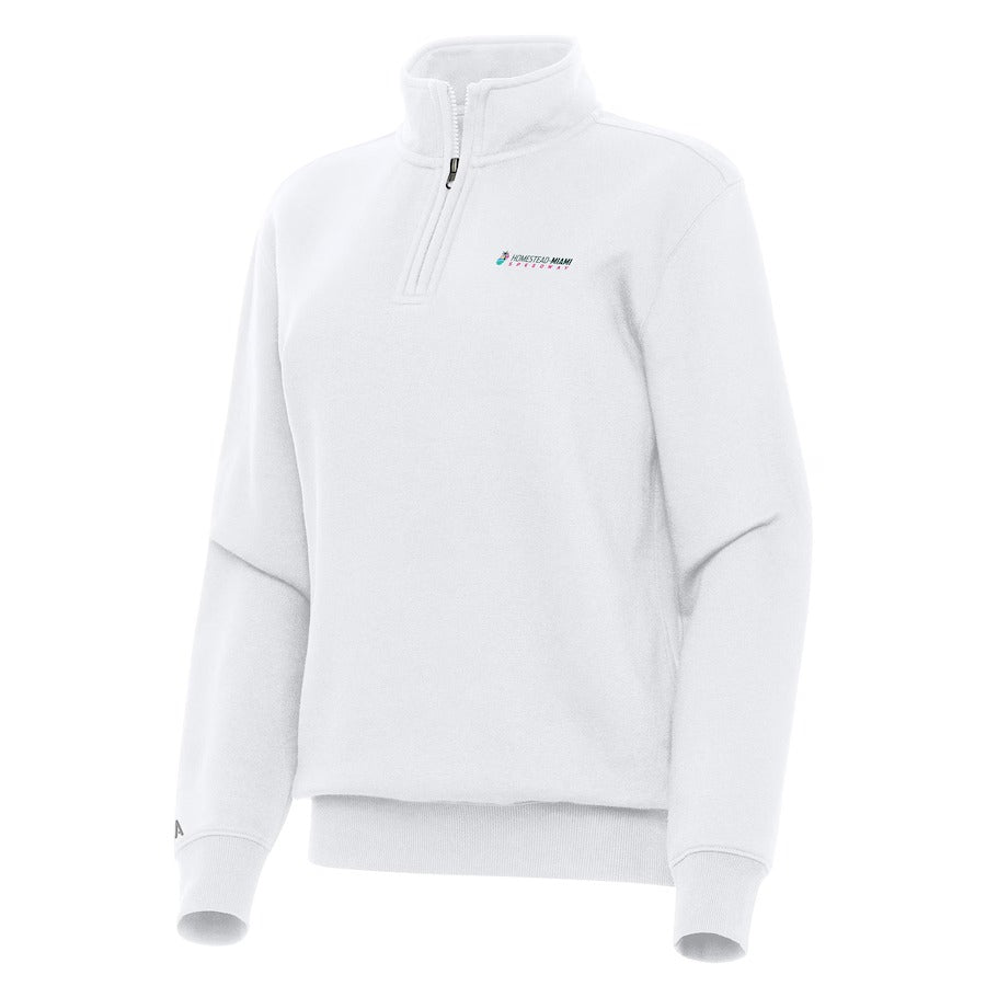 Women's Homestead-Miami Speedway Antigua White Victory Quarter-Zip Top