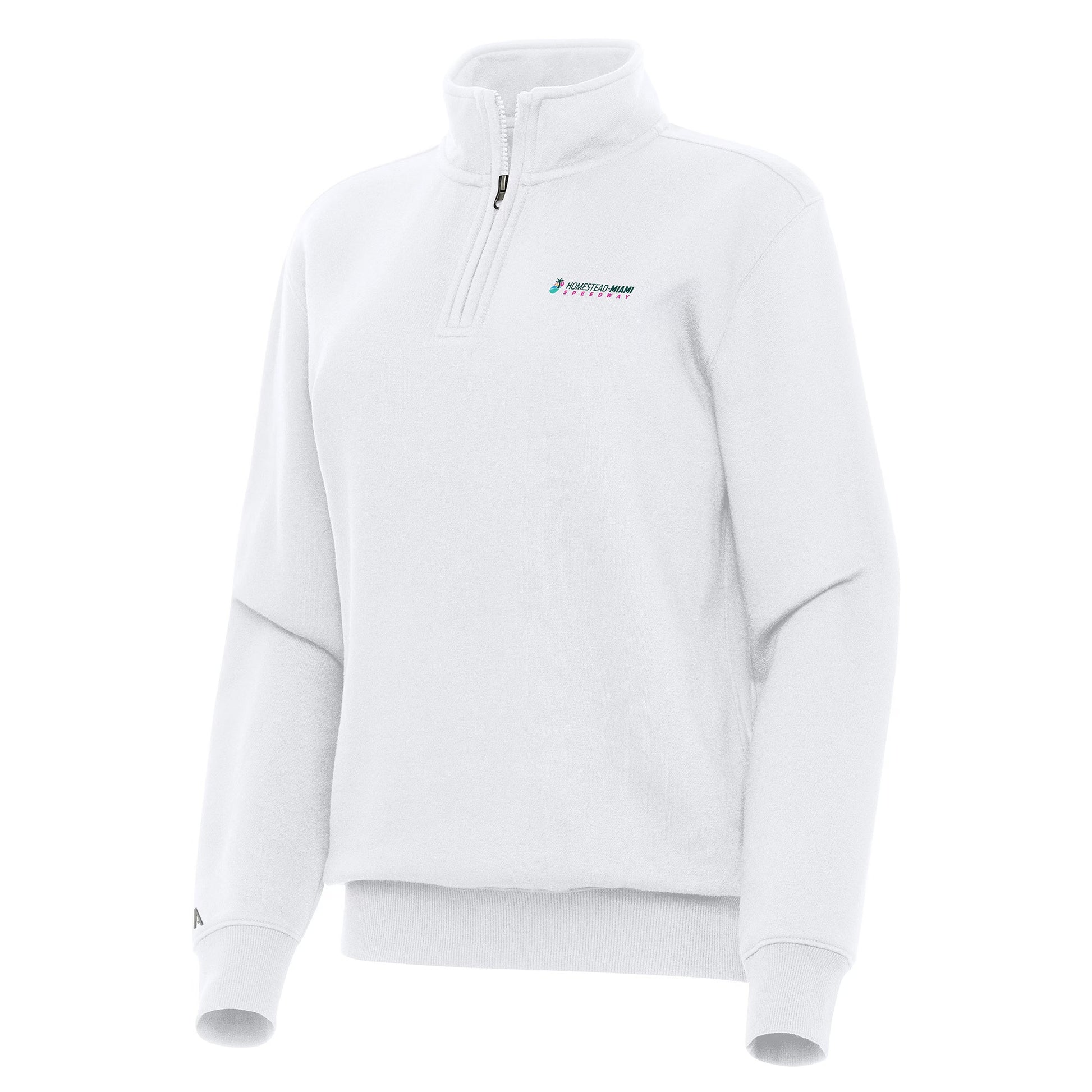 Women's Homestead-Miami Speedway Antigua White Victory Quarter-Zip Top