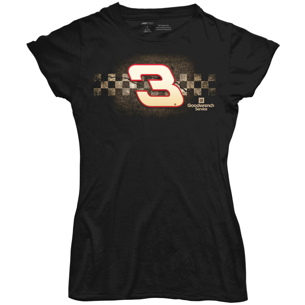 Women's Richard Childress Racing Checkered Flag Black Goodwrench T-Shirt