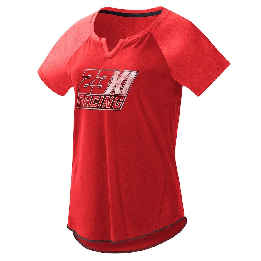 Women's 23XI Racing G-III 4Her by Carl Banks Red Grand Slam Tri-Blend Notch V-Neck T-Shirt