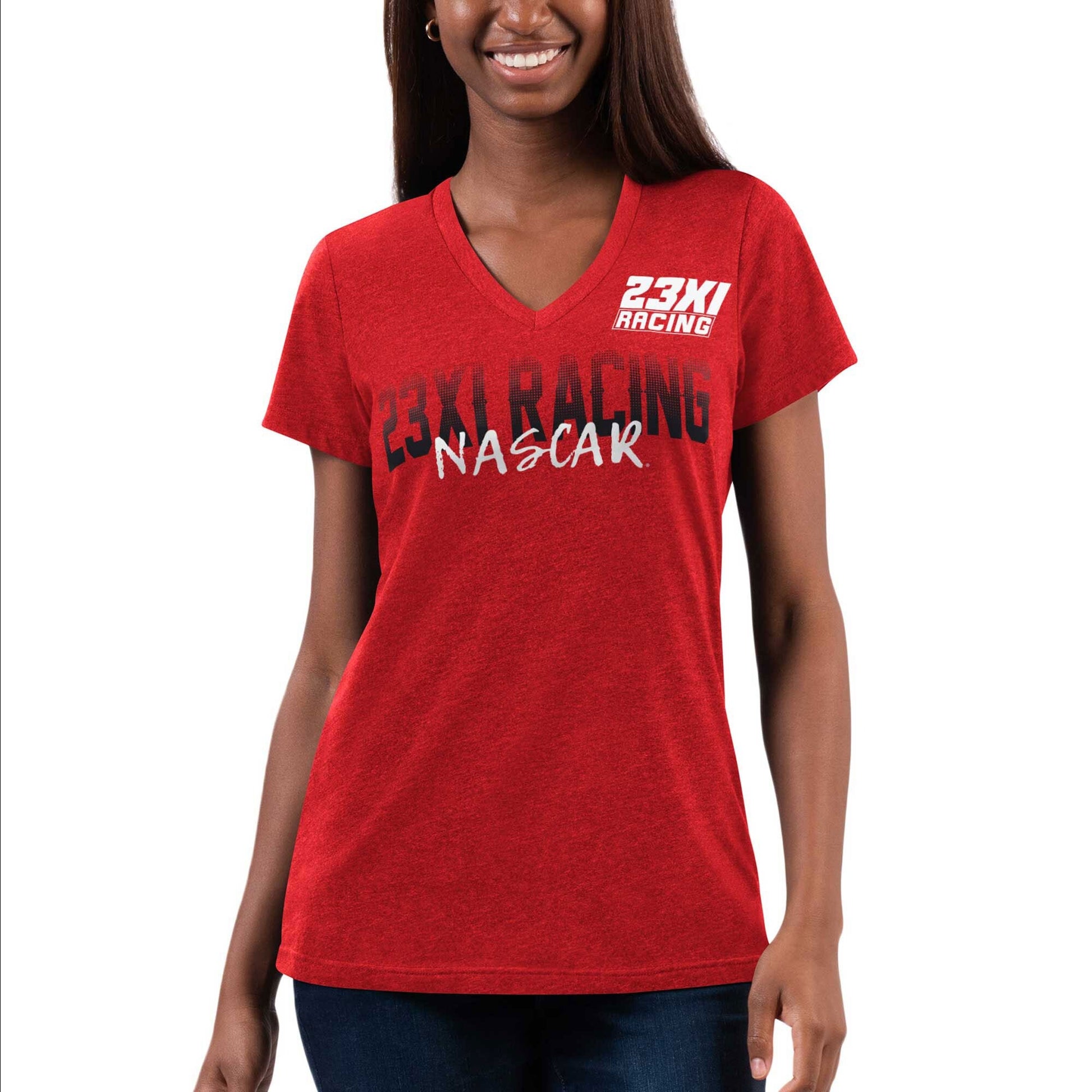Selected slide 1 of 2Display slide 2 of 2 Women's 23XI Racing G-III 4Her by Carl Banks Red Snap V-Neck T-Shirt