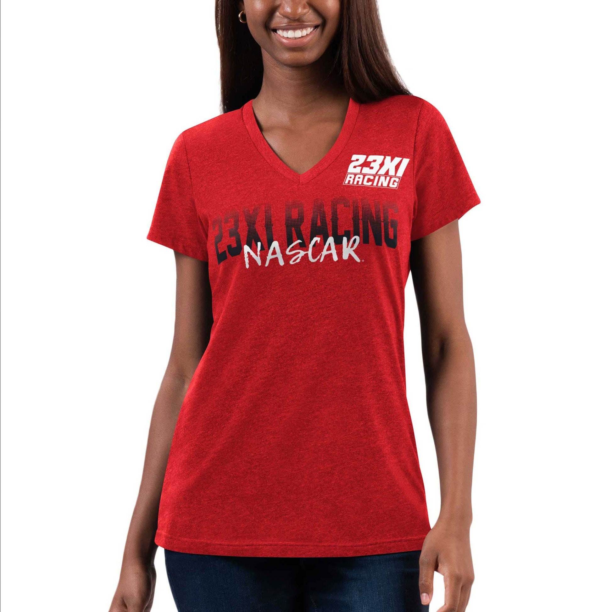 Selected slide 1 of 2Display slide 2 of 2 Women's 23XI Racing G-III 4Her by Carl Banks Red Snap V-Neck T-Shirt