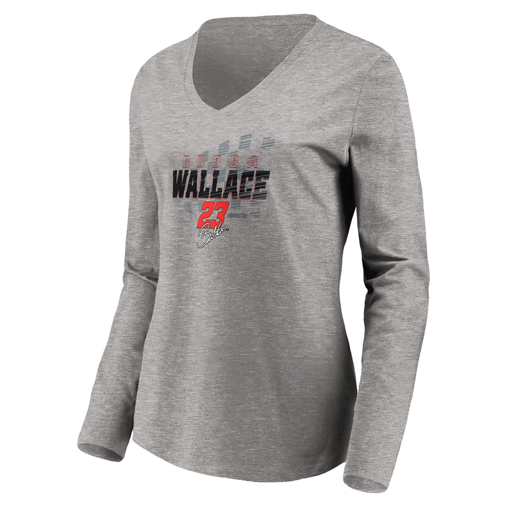 Women's Bubba Wallace Heathered Gray Difference Maker Long Sleeve V-Neck T-Shirt