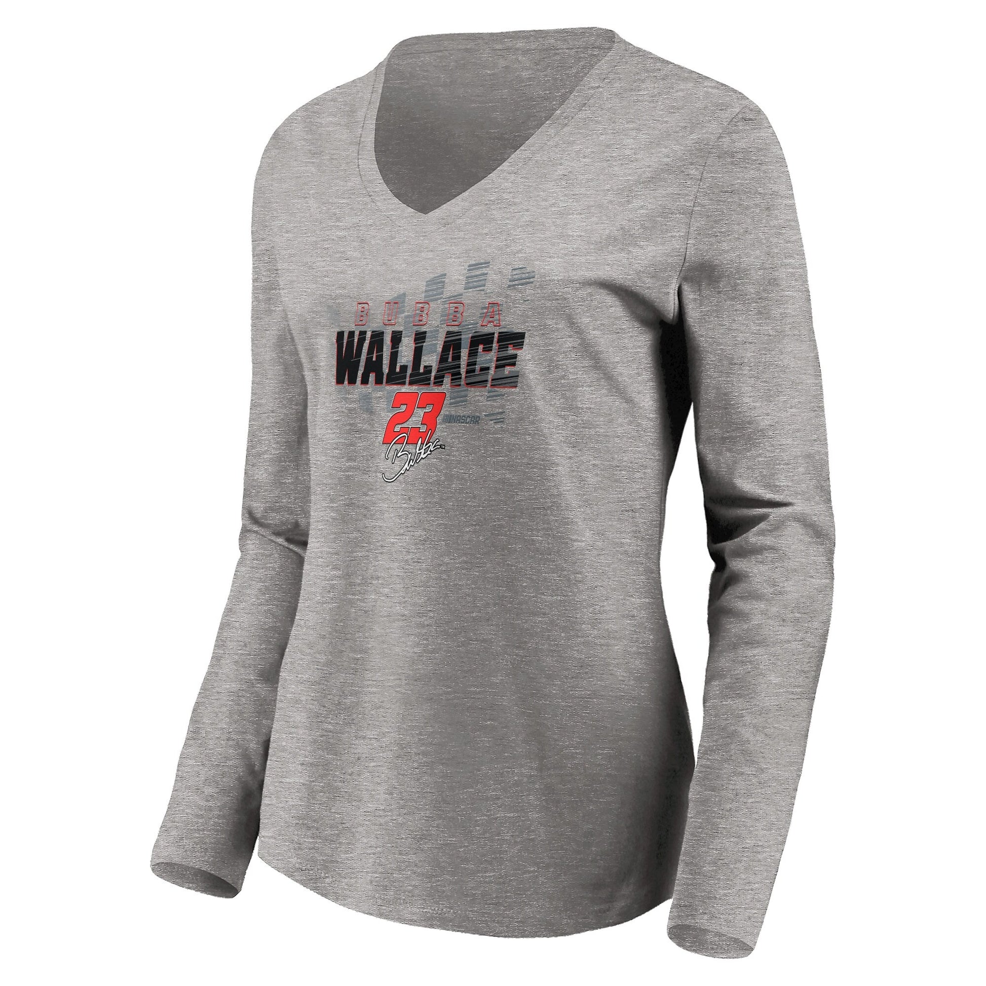 Women's Bubba Wallace Heathered Gray Difference Maker Long Sleeve V-Neck T-Shirt