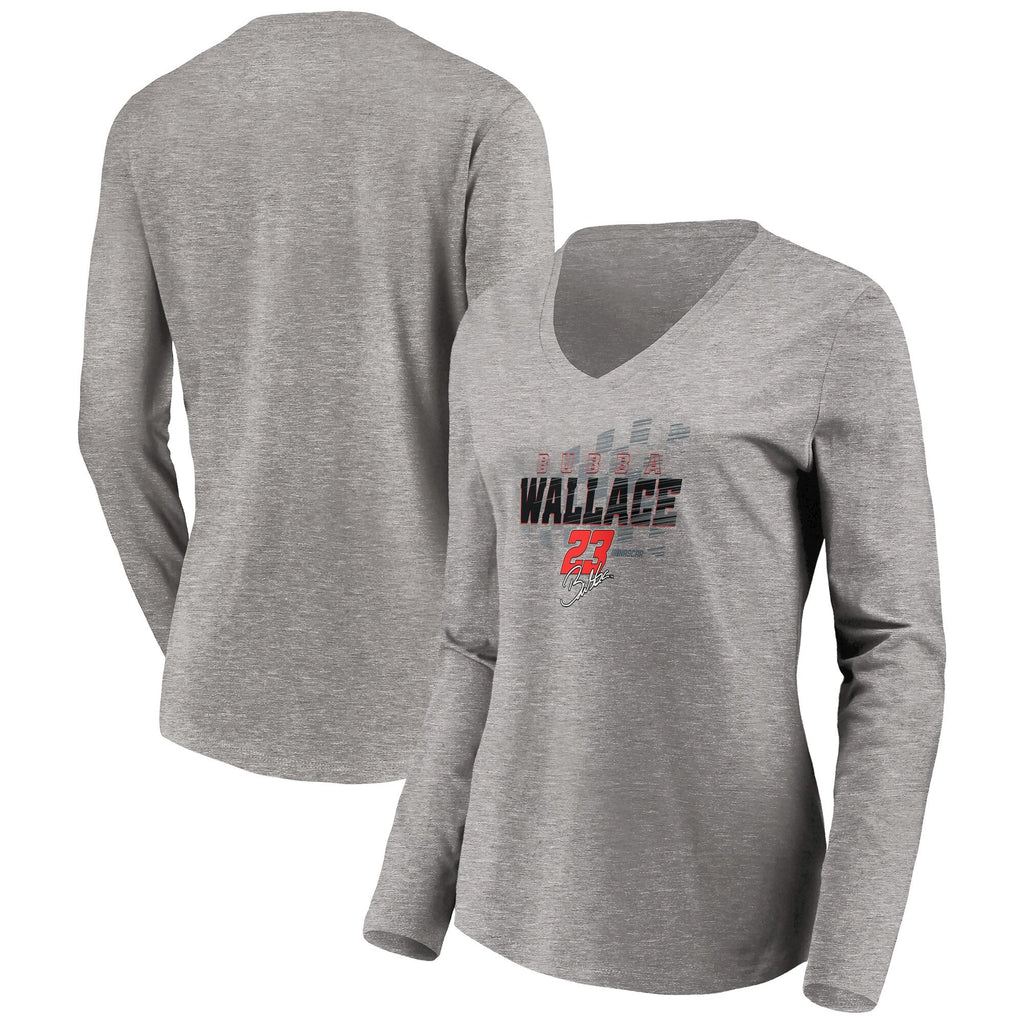 Women's Bubba Wallace Heathered Gray Difference Maker Long Sleeve V-Neck T-Shirt