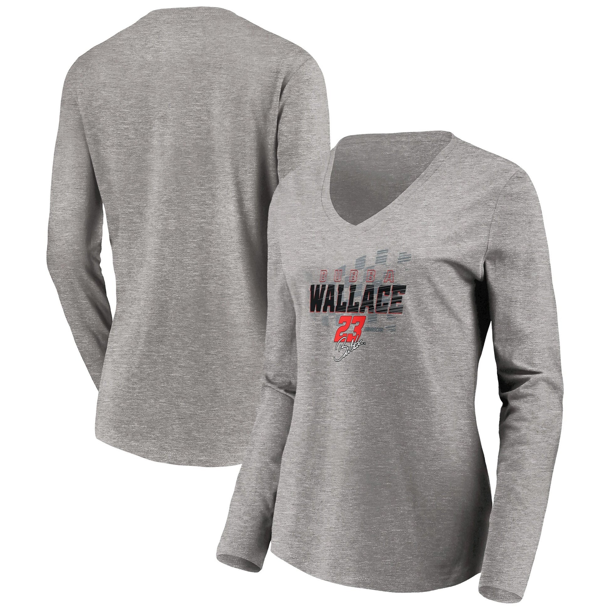 Women's Bubba Wallace Heathered Gray Difference Maker Long Sleeve V-Neck T-Shirt