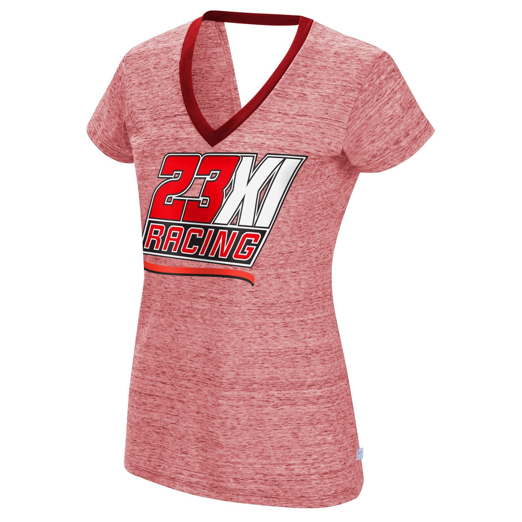 Women's 23XI Racing Touch Heather Red Halftime Back Wrap T-Shirt