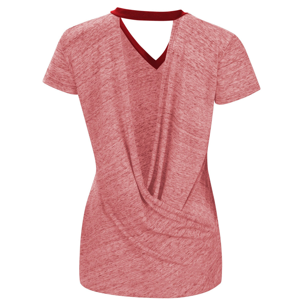 Women's 23XI Racing Touch Heather Red Halftime Back Wrap T-Shirt