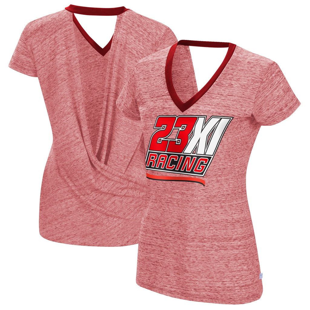 Women's 23XI Racing Touch Heather Red Halftime Back Wrap T-Shirt