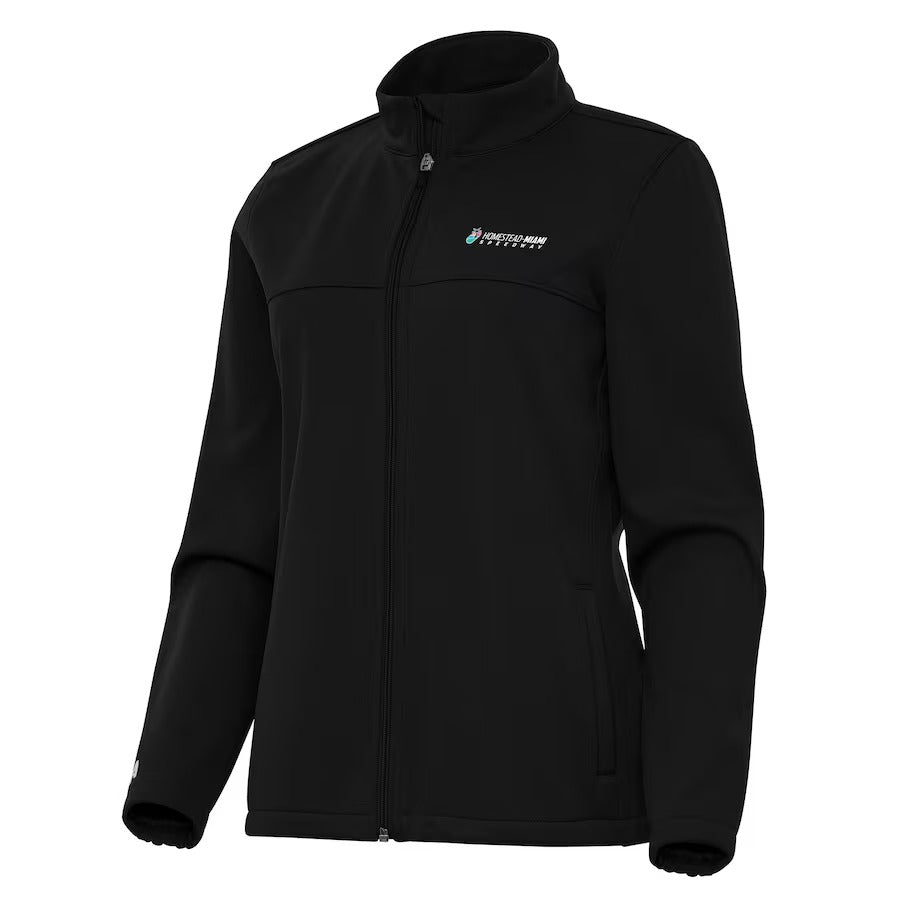 Women's Homestead-Miami Speedway Antigua Black Links 2 Full-Zip Golf Jacket