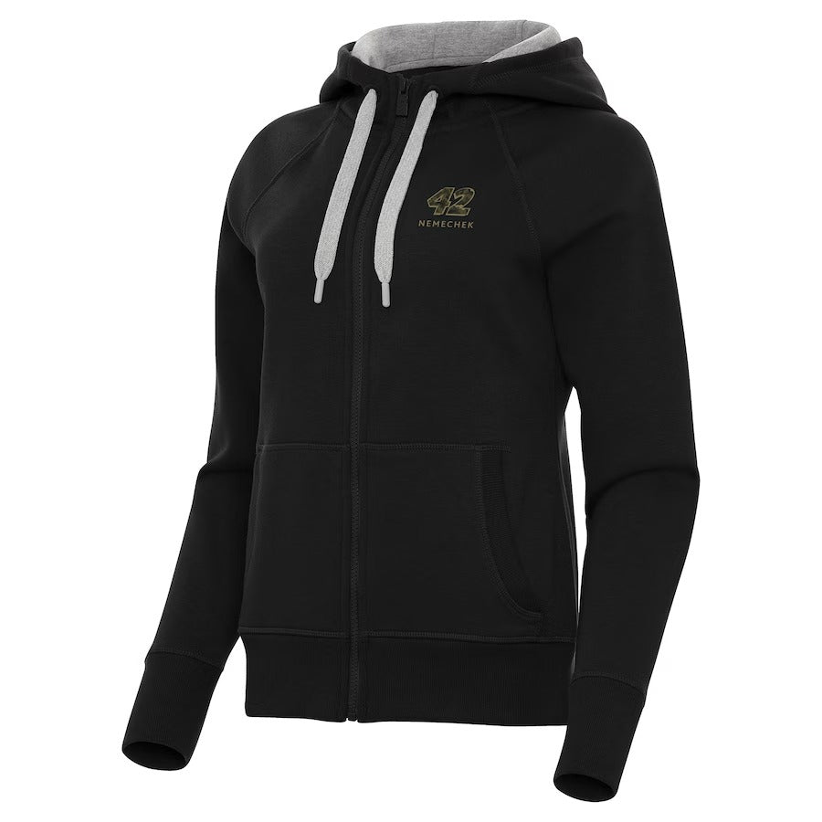 Women's John Hunter Nemechek Antigua Black Victory Full-Zip Hoodie