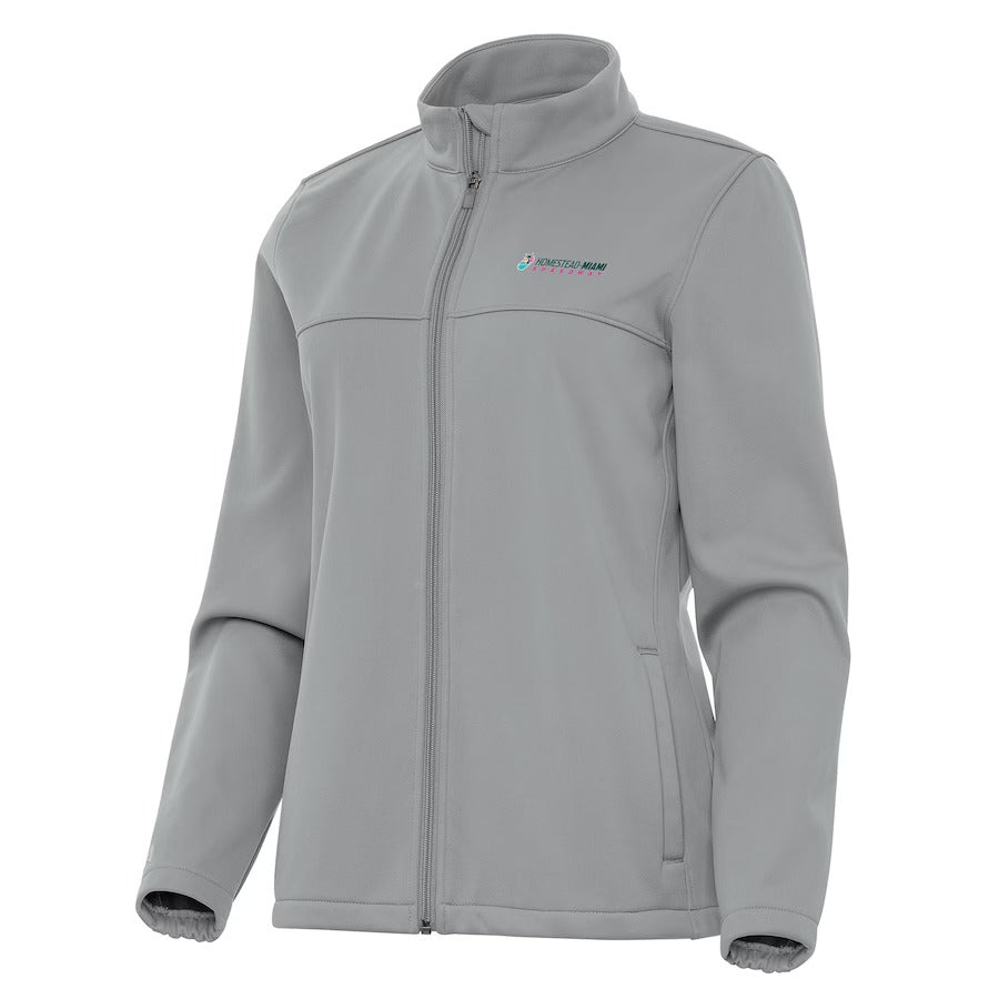 Women's Homestead-Miami Speedway Antigua Black Links 2 Full-Zip Golf Jacket